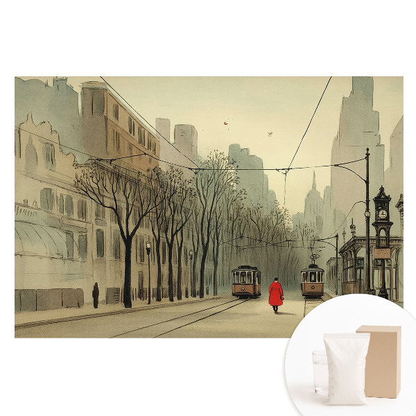 Netkaná fotografická tapeta Jesenné ráno v meste klasická symetria