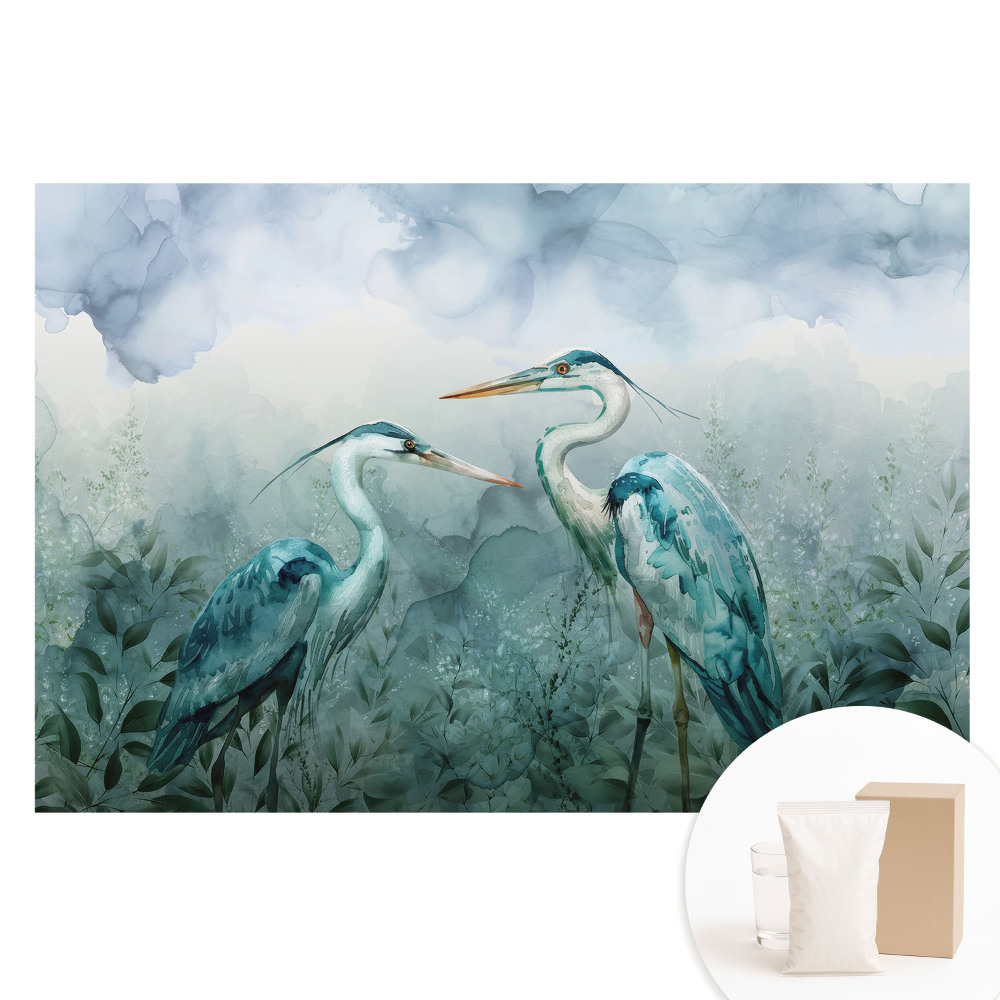 Netkaná fotografická tapeta Jemná elegancia vtákov obklopených prírodou