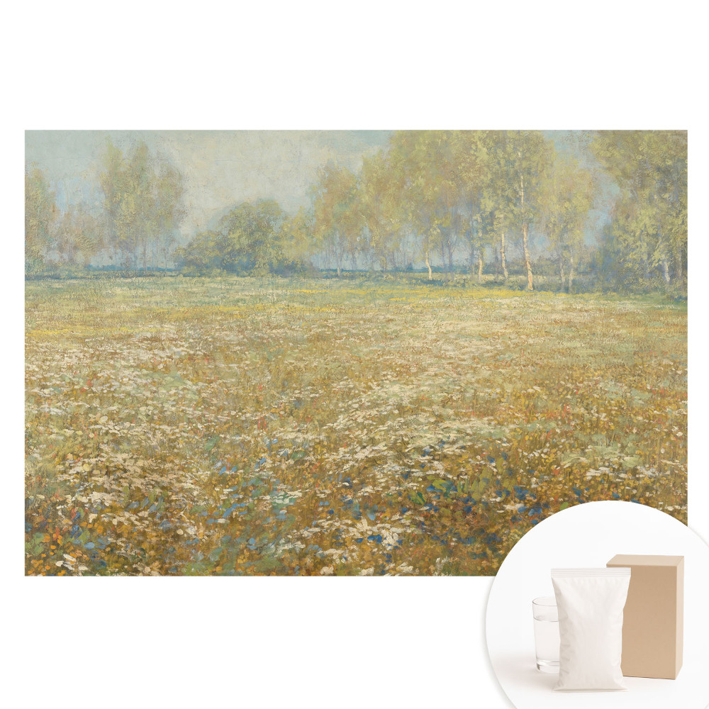 Fotografická tapeta na netkanej textílii Kvetinová krajina pri lese