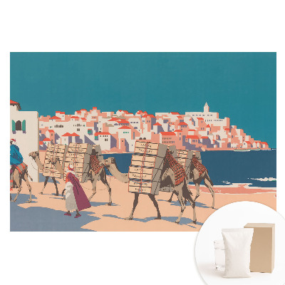 Netkaná tapeta s ilustráciou morskej karavány tiav