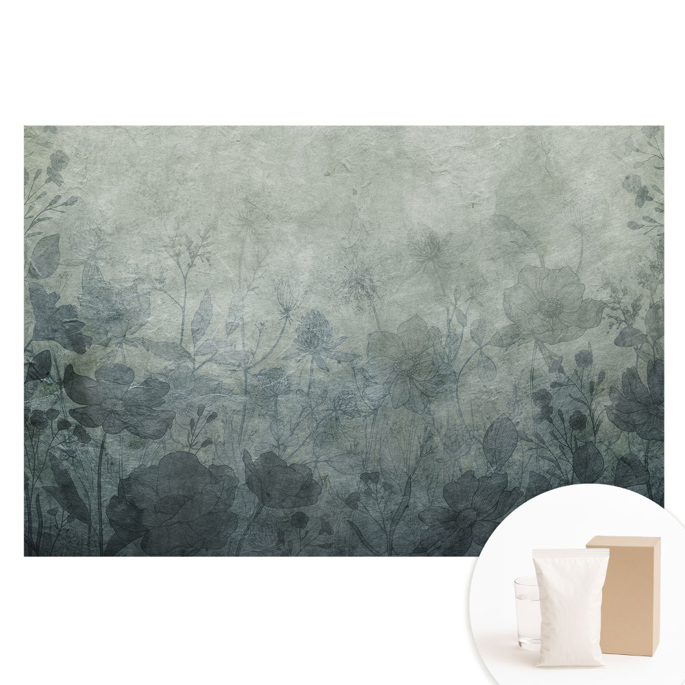 Fototapeta s potlačou na netkanej textílii Kvetinové motívy na sivom pozadí