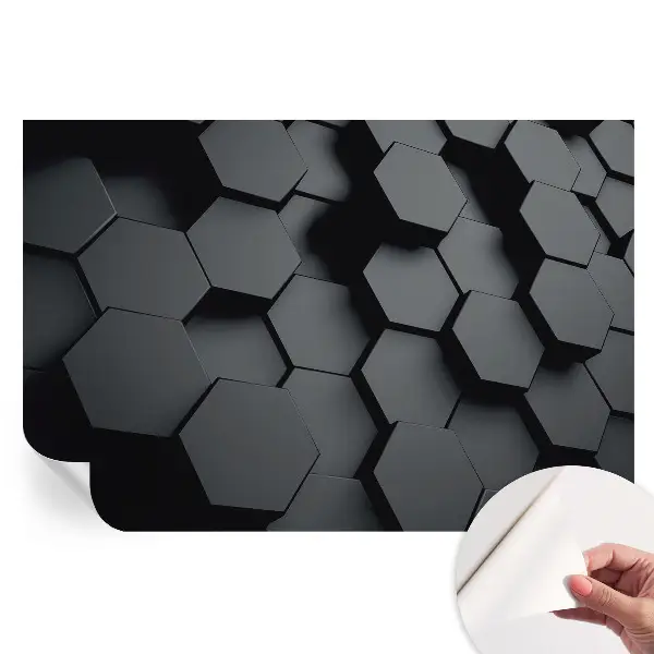 Samolepiaca 3D fototapeta na stenu so vzorom šesťuholníkov do spálne