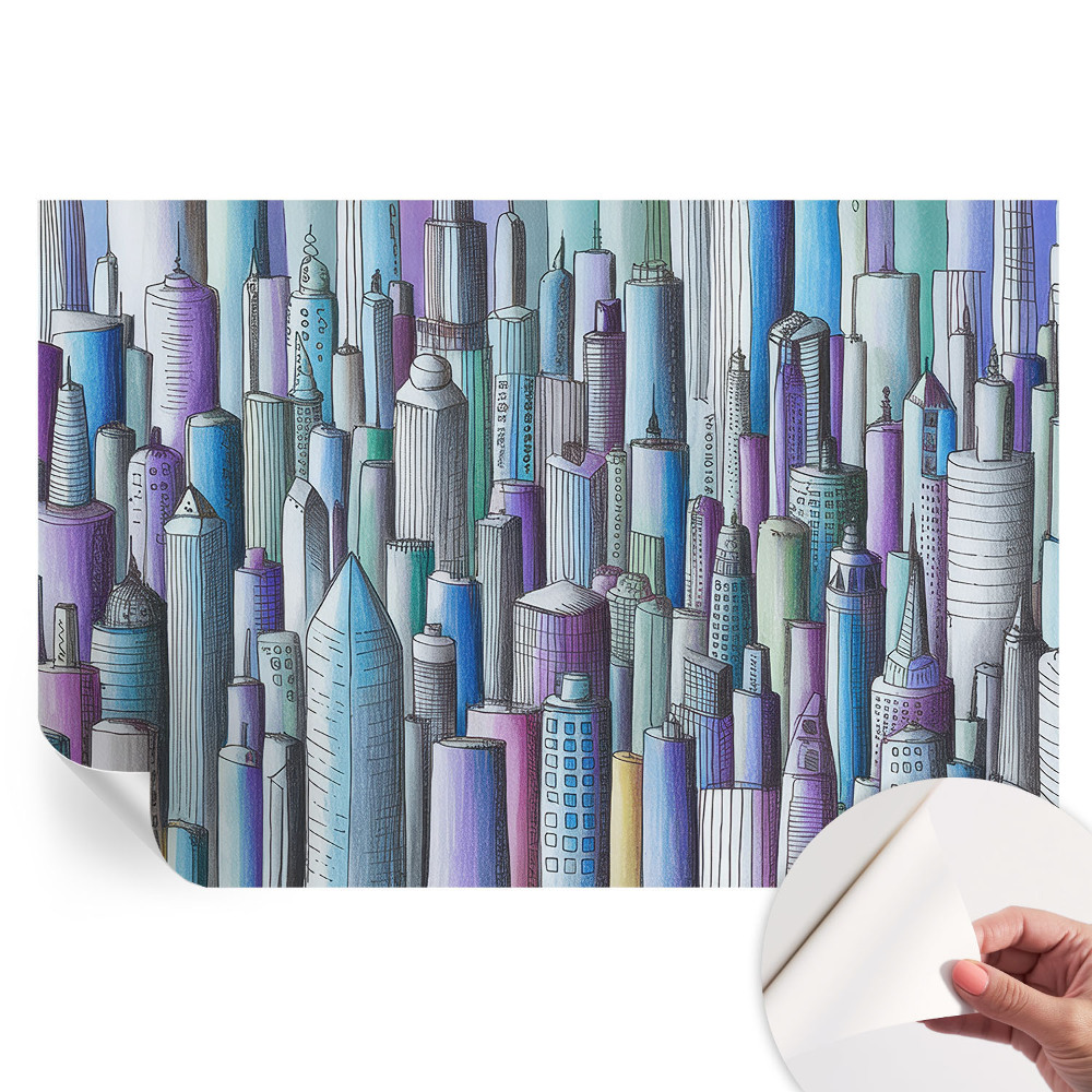 Samolepiaca nástenná maľba Mestské mrakodrapy