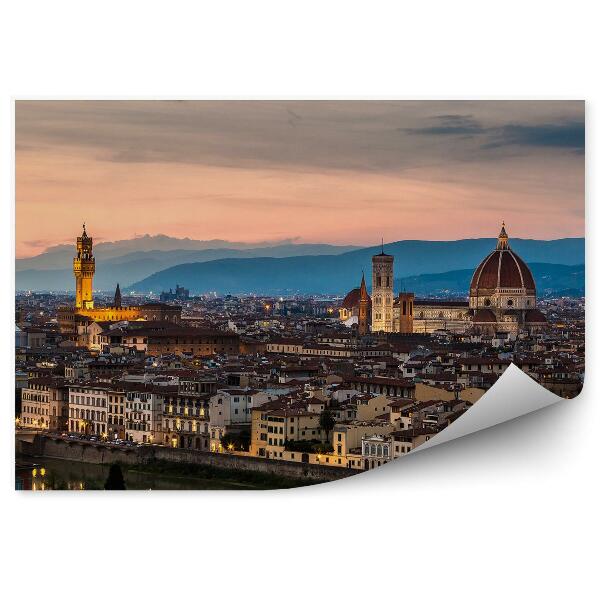 Fototapeta Piazza Michelangelo budovy Florencia hory obloha mraky rieka svet noc