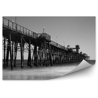 Fototapeta Čiernobiele Mólo Oceán Pláž Kamene Maják