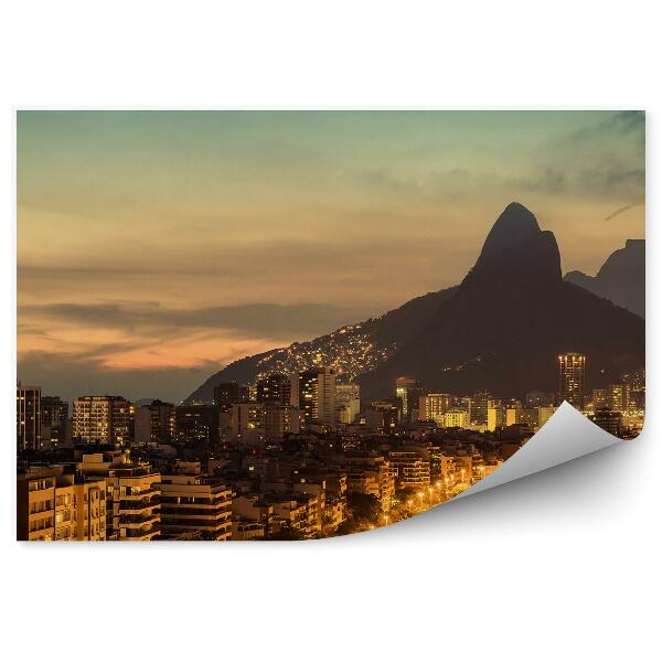 Fototapeta Rio de janeiro panoráma mrakodrapy svetlá hory stromy obloha mraky