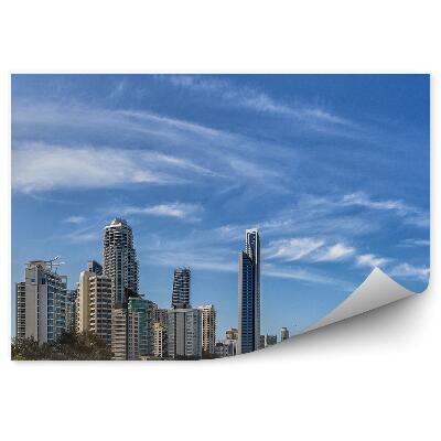 Fototapeta na stenu Mrakodrapy Oceán Pláž Obloha Mraky Ľudia