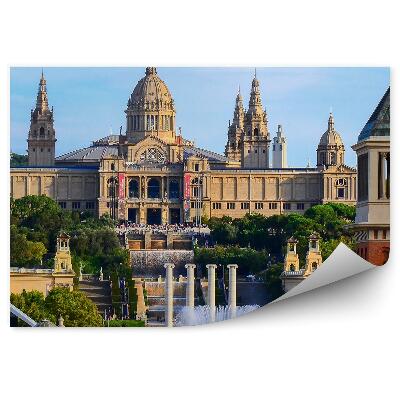 Fototapeta Národné múzeum Katalánsko Barcelona stromy obloha mraky