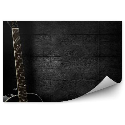 Fototapeta Čierna akustická gitara tmavé pozadie dosky