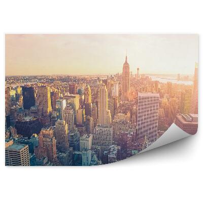 Fototapeta Mrakodrapy z vtáčej perspektívy západ slnka New York obloha mraky