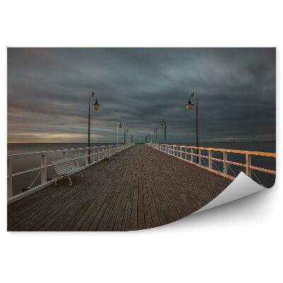 Fototapeta na stenu Mólo Baltické More Lavičky Maják Gdynia Orłowo Noc