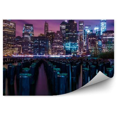 Fototapeta na stenu Mrakodrapy trupy voda nočné svetlá