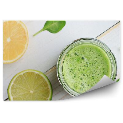Fototapeta Smoothie pena zelené listy špenát citrusy
