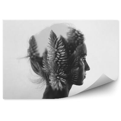 Fototapeta Tvorba Dvojitej Expozície S Portrétom Mladého Dievčaťa A Kvetinami