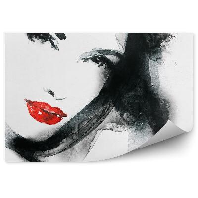 Fototapeta na stenu Maľovaná Ženská Tvár Červené Pery