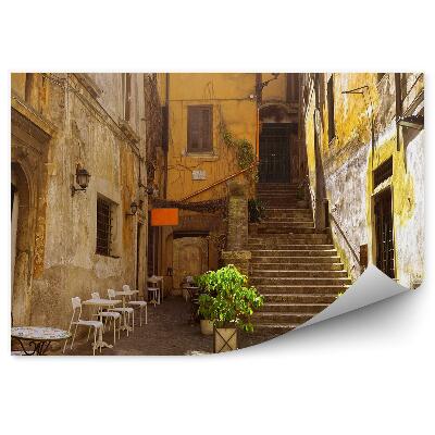 Fototapeta na stenu Stara ulica kavarna rastline stopnišče