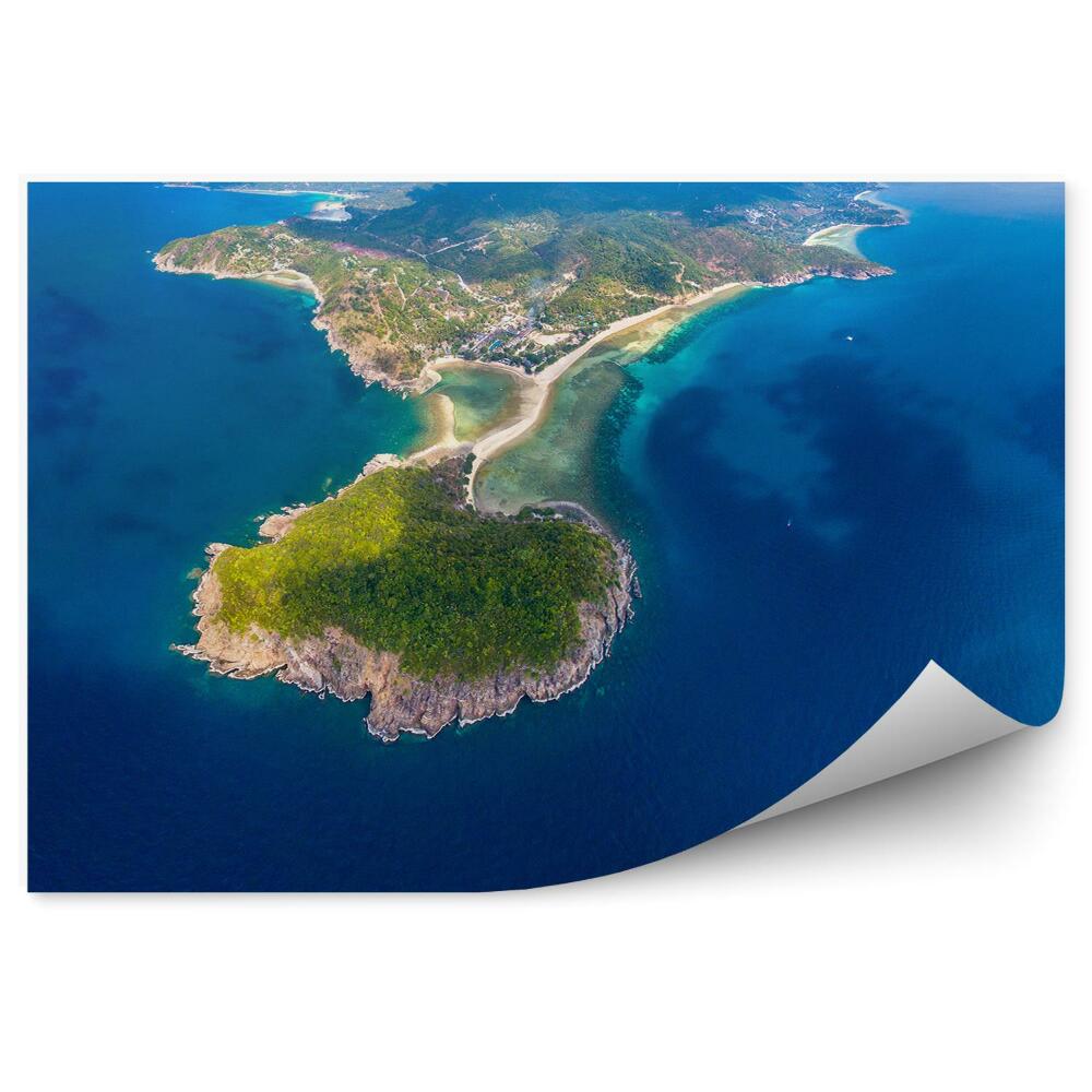 Fototapeta Panoramatický Pohľad Z Vtáčej Perspektívy Tropický Ostrov Koh Phangan Obloha Mraky Oceán