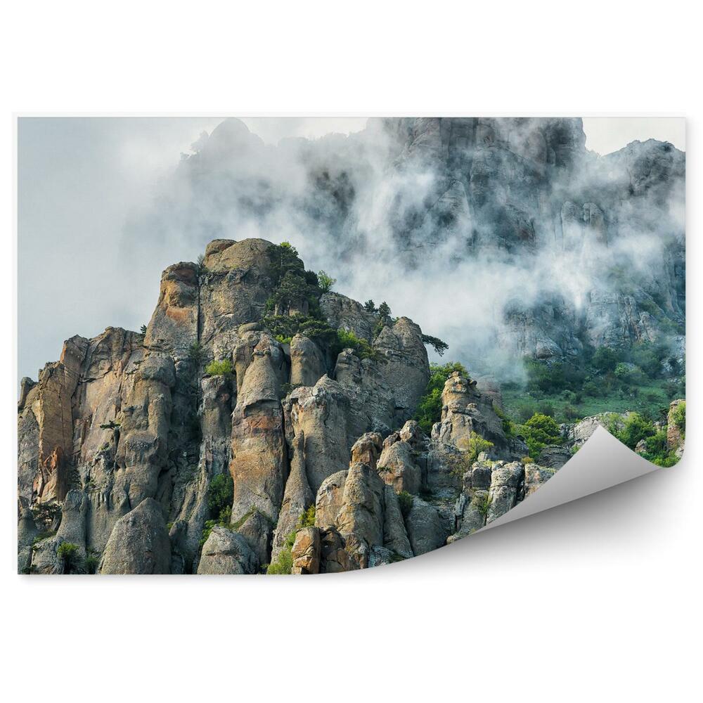 Fototapeta na stenu Hory Demerdji Skaly Rastliny Obloha Mraky Hmla