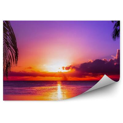 Fototapeta Oceán Palmy Západ Slnka Mraky