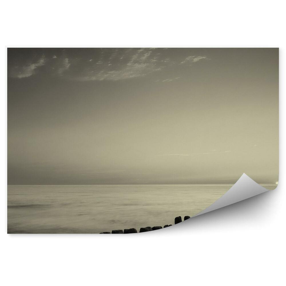 Fototapeta Západ slnka Baltské more čiernobiela fotografia
