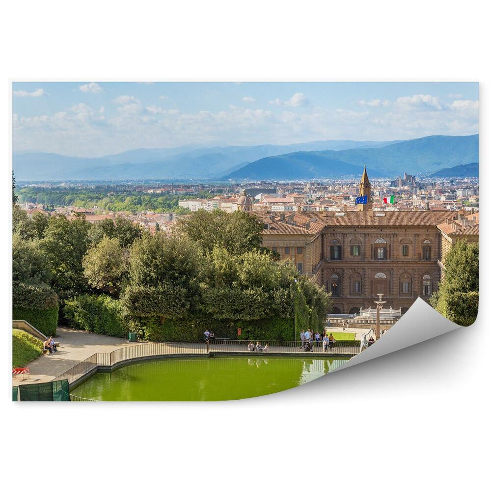 Fototapeta Palazzo Pitti záhrada BoBoli budovy príroda nebo mraky Florencia