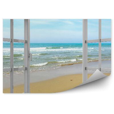 Fototapeta na stenu Pláž a jemné vlny z otvoreného okna