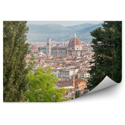 Fototapeta na stenu Florencia z vtáčej perspektívy katedrála Santa Maria del Fiore budovy stromy