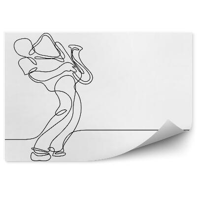 Fototapeta Súvislá čiarová kresba saxofonistu 