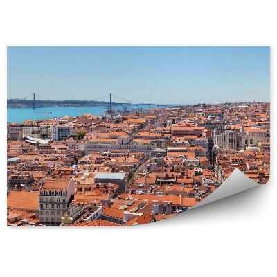 Fototapeta Lisabon budovy červené strechy riečny most