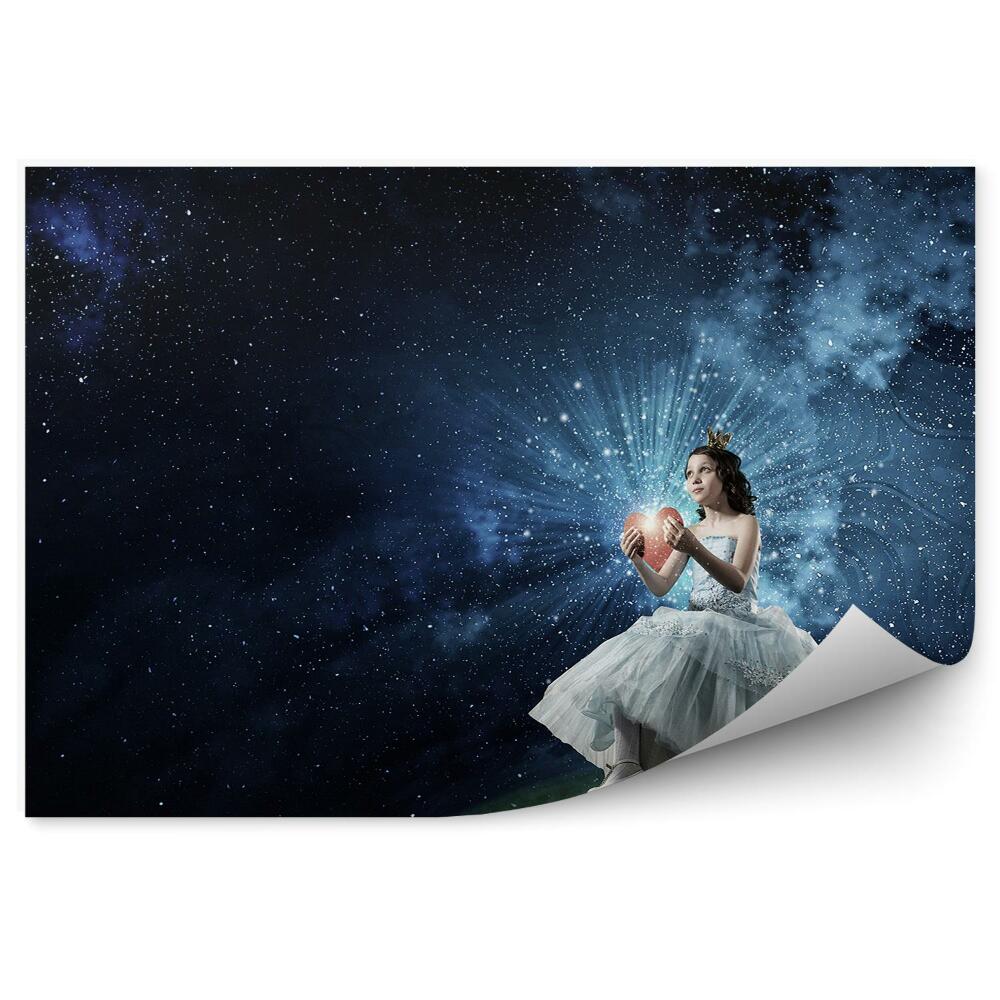 Fototapeta do detskej izby Malá princezná obloha hviezdy srdce priestor