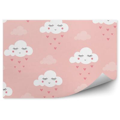 Fototapeta do detskej izby Biele oblaky na ružovom pozadí