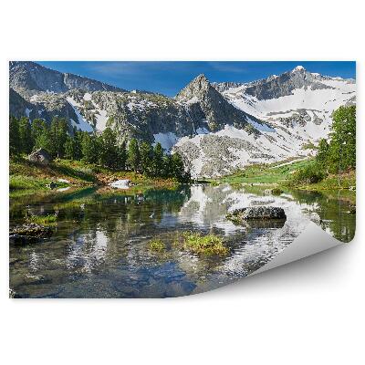 Fototapeta Hory Jazero Sneh Kamene Ihličnaté Stromy Altaj Rusko