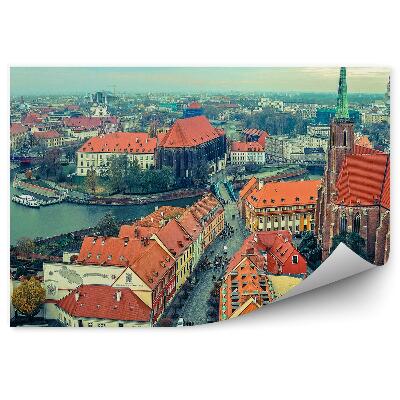 Fototapeta Architektúra mesto rieka pohľad z vtáčej perspektívy