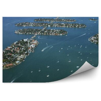 Fototapeta na stenu Pohľad Z Vtáčej Perspektívy Lode Domy Stromy Ostrovy Miami