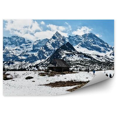 Fototapeta na stenu Cesta na chatu hory tatry sneh ľudia nebo mraky vrchol