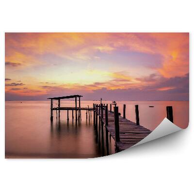 Fototapeta More drevené mólo mraky