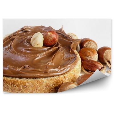 Fototapeta Plátok chleba čokoládový krém orechy