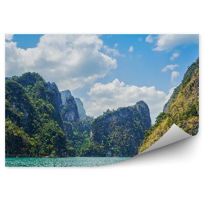 Fototapeta Jazero Cheow Lan a hory Thajsko