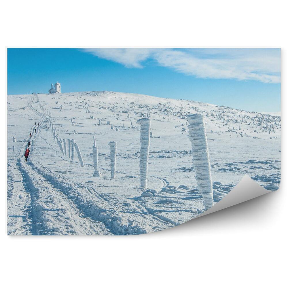 Fototapeta na stenu Zimná horská trasa Krkonoše lezenie po snehu
