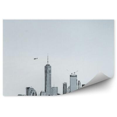 Fototapeta Mesto Mrakodrap Helikoptéra Mesto Čiernobiela