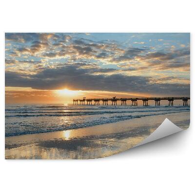 Fototapeta na stenu Pláž východ slnka osvetlené mólo