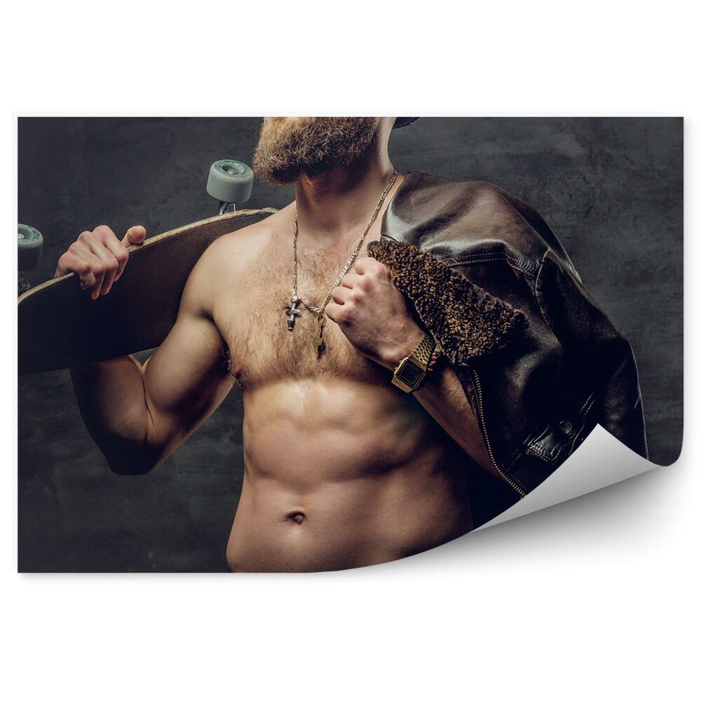 Fototapeta Bodybuilder skateboarder portret beton