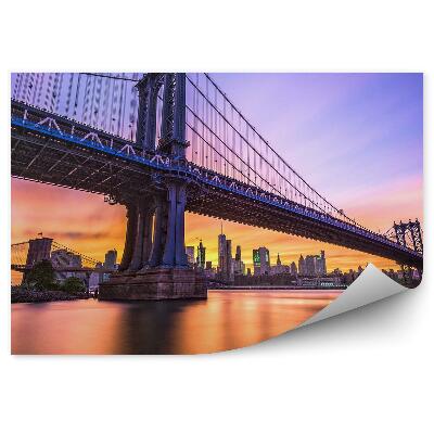 Fototapeta na stenu Brooklynský most Hudson River budovy západ slnka New York