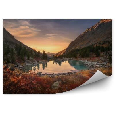 Fototapeta na stenu Horské jazero a západ slnka