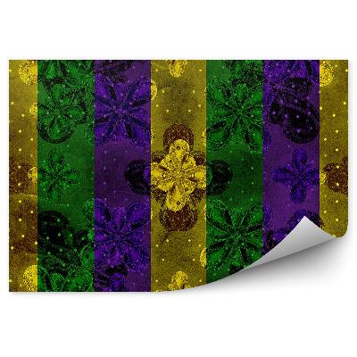 Fototapeta Tmavý vzor farebné zvislé pruhy kvety