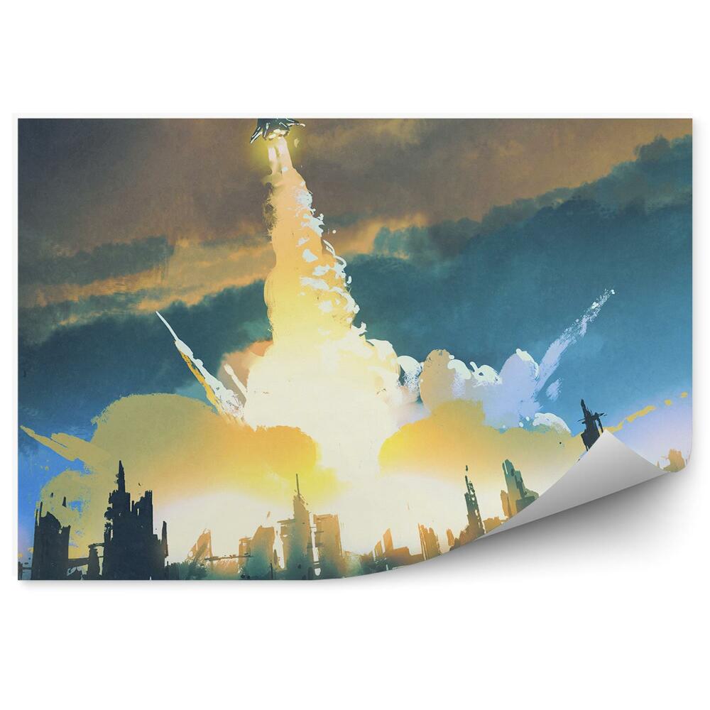 Fototapeta Vypúšťanie rakety opustené mesto