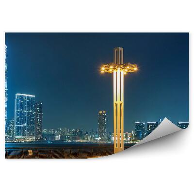 Fototapeta na stenu Mrakodrapy svetlá noc Victoria prístav kríže Hongkong