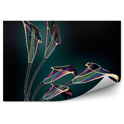 Fototapeta Farebné Kvety Ľalie Sklenené Čierne Pozadie