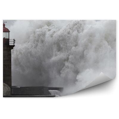 Fototapeta Spenené veľké vlny maják