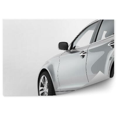 Fototapeta na stenu Strieborné Moderné Auto Perspektíva Na Bielom Pozadí